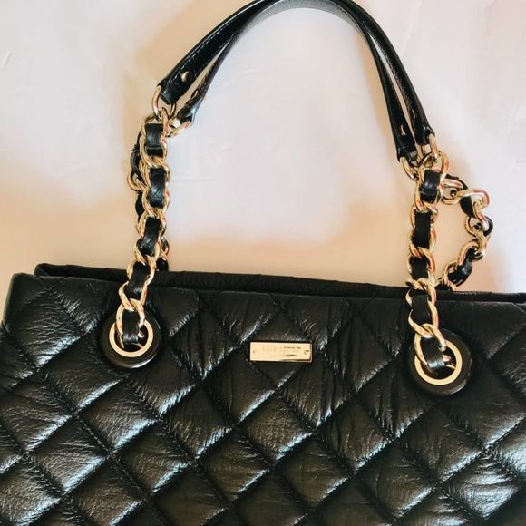 Kate Spade Black Quilted Handbag, Large, EUC - Picture 6 of 8